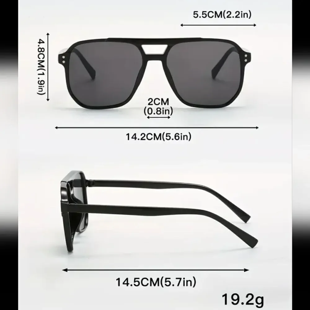 Unisex double bridge oversized sunglasses